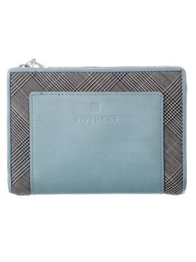 Givenchy light blue plaid compact wallet